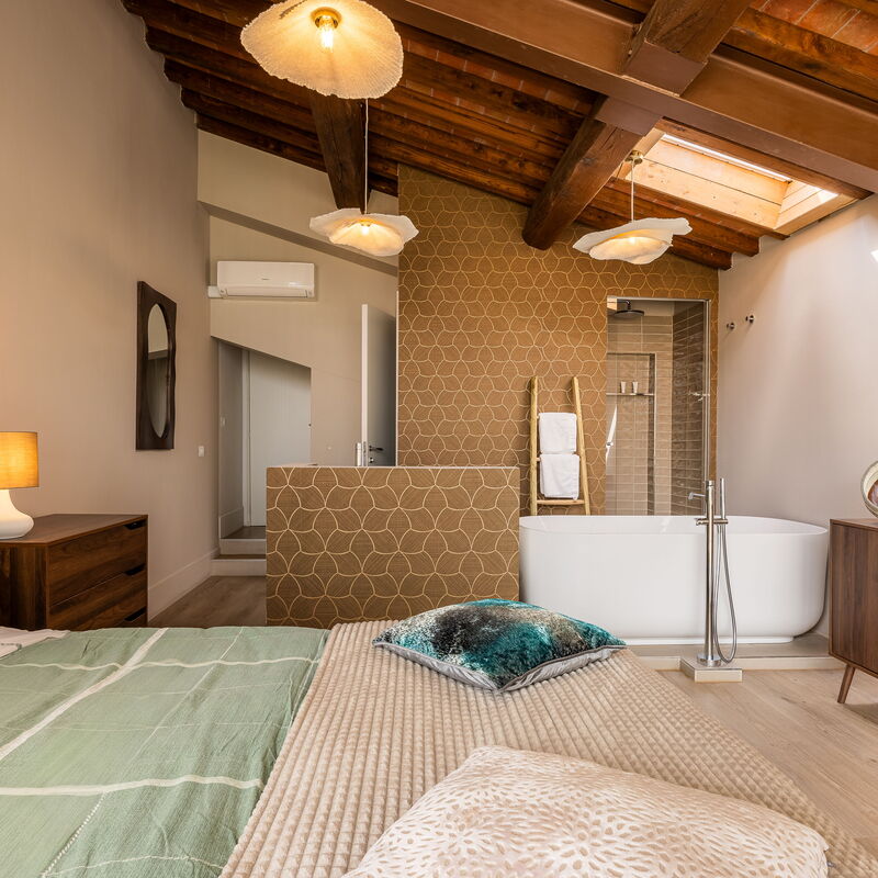 Melaiolo Modern Apartment With Pool, Montaione, Toscana: Autunno, Camera da letto, Estate, Primavera