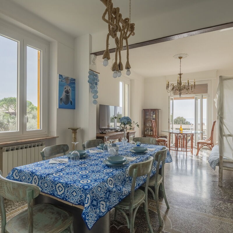 Focaincontromano Apartment with Sea View, Genoa: Autumn, Dining Room, Living Room, Spring, Summer