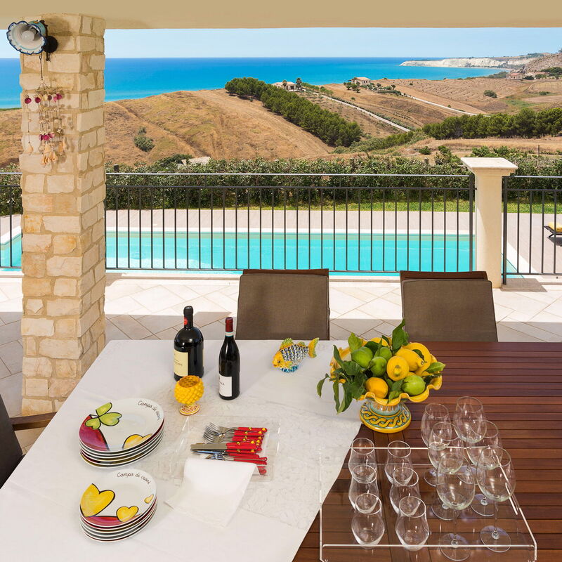 Villa Vistamare - Montallegro, Sicilia: Autumn, Balcony / Terrace / Patio, Building Exterior, Garden, Outdoor, Pool, Scenic View, Spring, Summer