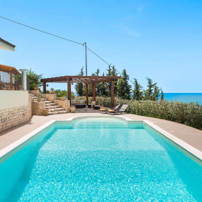 Villa Vistamare - Montallegro, Sicilia: Autumn, Balcony / Terrace / Patio, Building Exterior, Garden, Outdoor, Pool, Scenic View, Spring, Summer