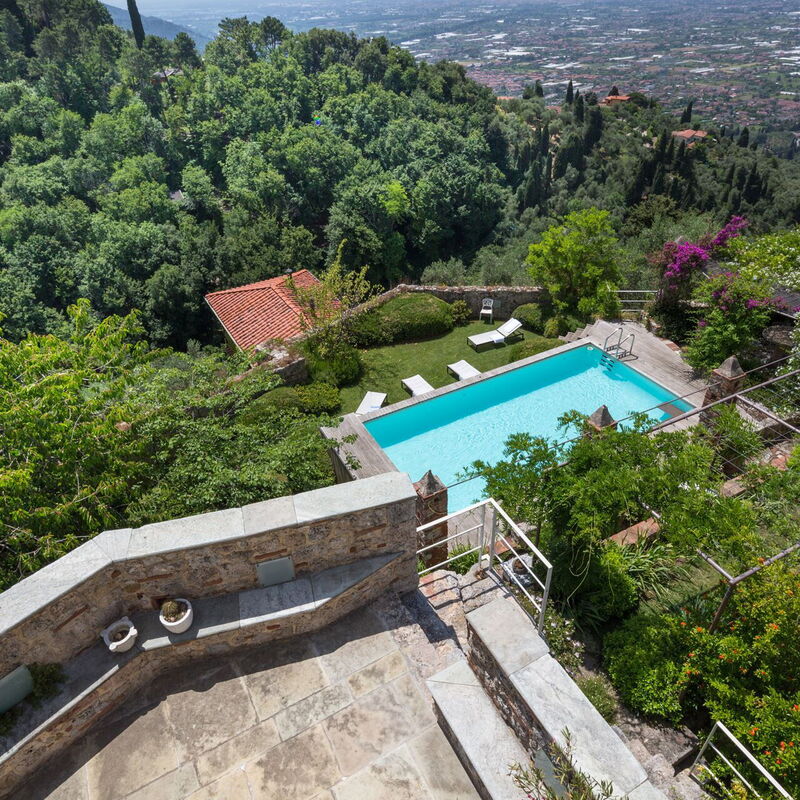 Villa Maestosa - Camaiore, Toscana: Autumn, Balcony / Terrace / Patio, Building Exterior, Garden, Outdoor, Pool, Scenic View, Spring, Summer