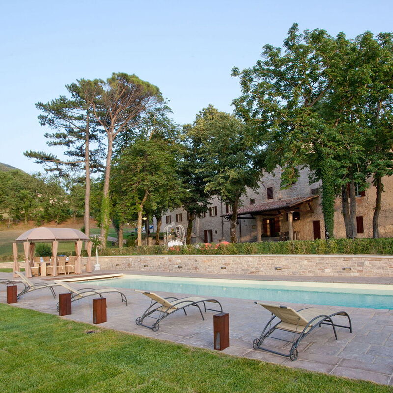 Villa Pietraverde - Gubbio, Umbria: Autumn, Balcony / Terrace / Patio, Building Exterior, Garden, Outdoor, Pool, Spring, Summer